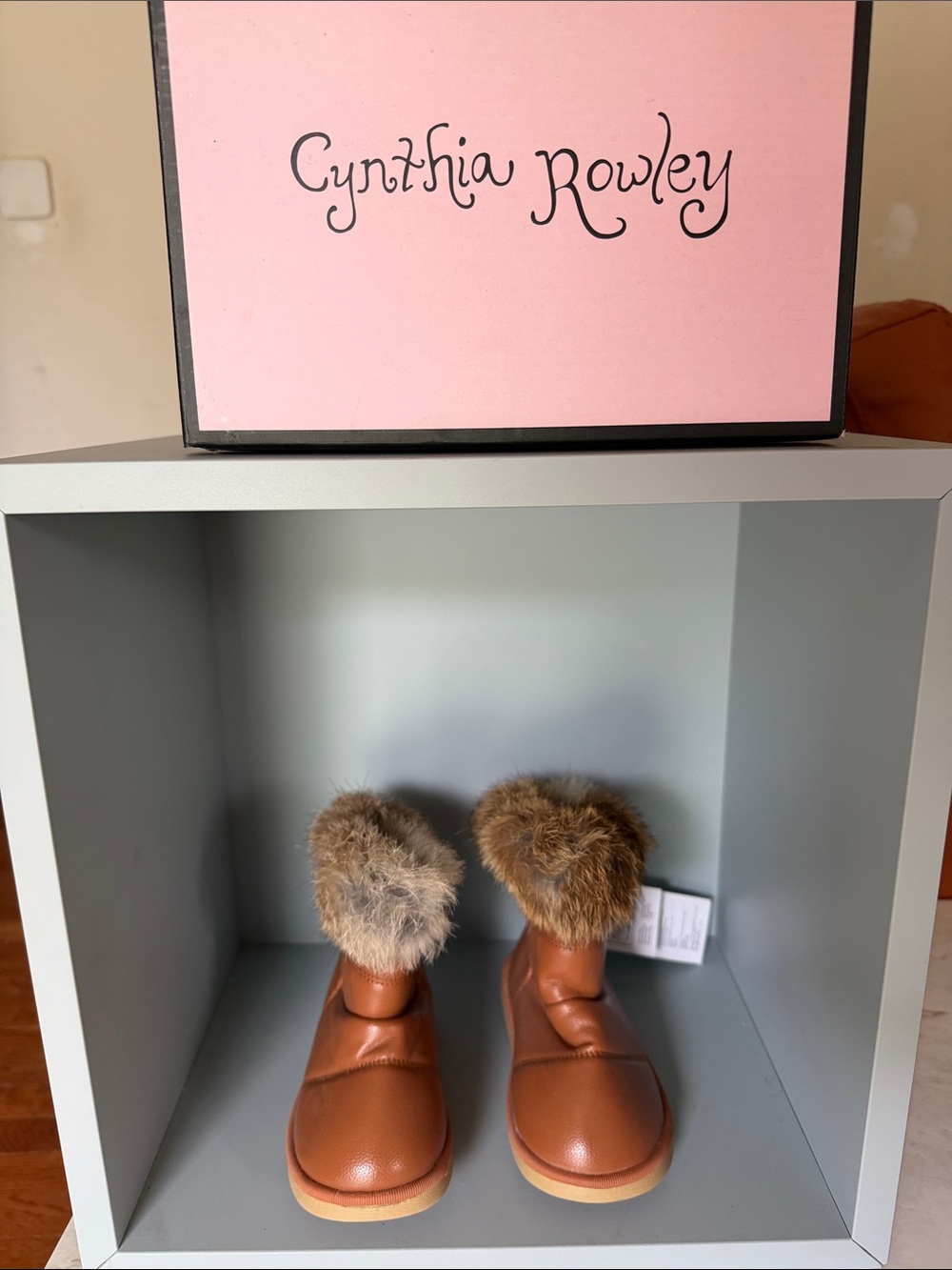 Cynthia Rowley Brown Faux Fur Cuff Ankle Boots
